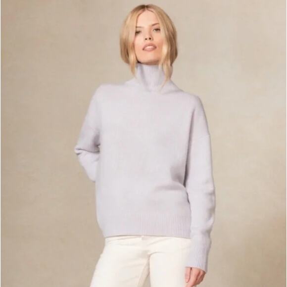 NAKEDCASHMERE High Neck Pure Cashmere Chunky Sweater Sheepskin Gray Sz M {C33} - Picture 1 of 6